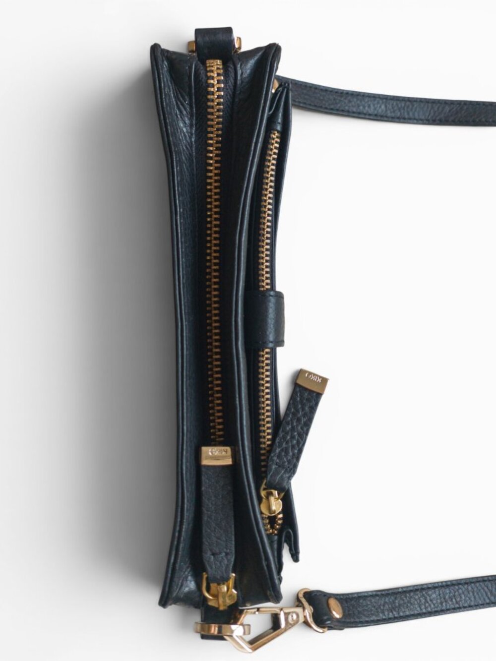 Kiko Pebbled Leather Wallet Crossbody – Black - Picture 6 of 10